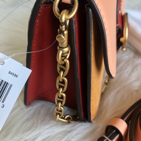 Coach Beat Crossbody ClutchColorblock Blush/Natural Glovetanned /Suede C2697 - Picture 3 of 11